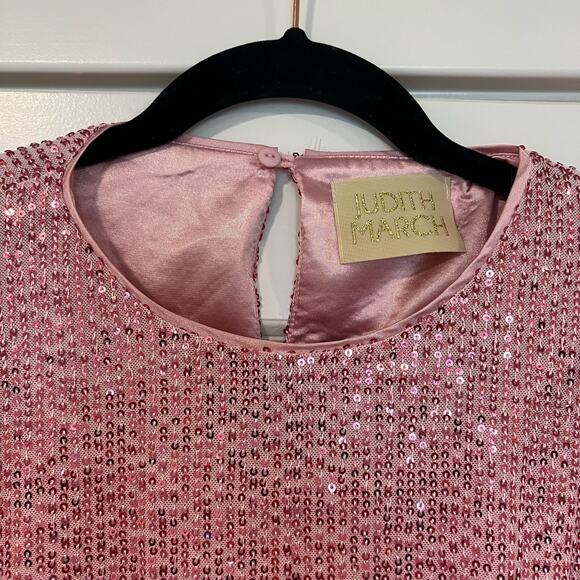 Judith March‎ Women's Wide Sleeve Pink Sequin Tunic with Tie Size Medium - Picture 6 of 8